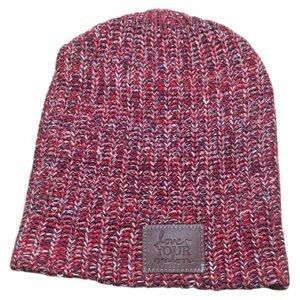 Love Your Melon Knit Beanie Hat. Red Black 100% Cotton Winter Cap Cozy Casual